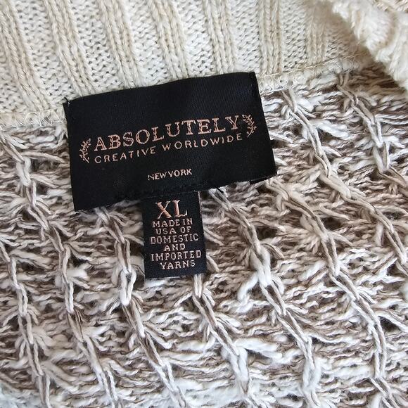 Absolutely Creative Worldwide Tan Knit Cardigan Sweater Sz XL Open Front WMNS LS - Picture 4 of 4